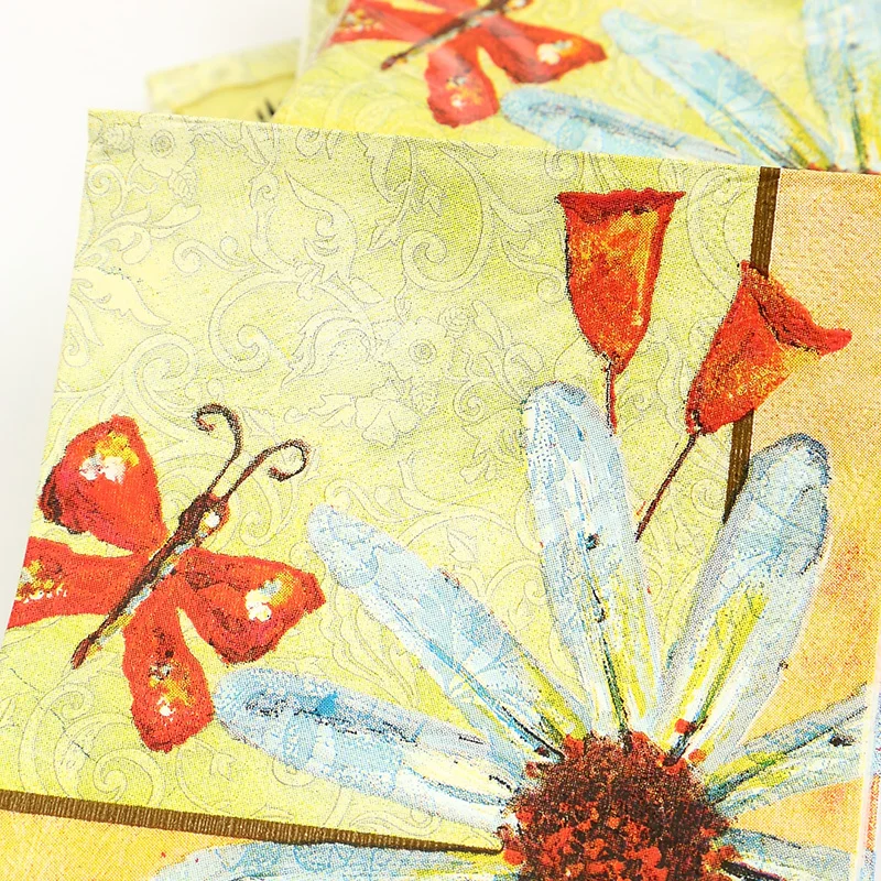 Коктейльная бумага napkins 20pcs 25*25 см 3 слойные винтажные маргаритки бумажные