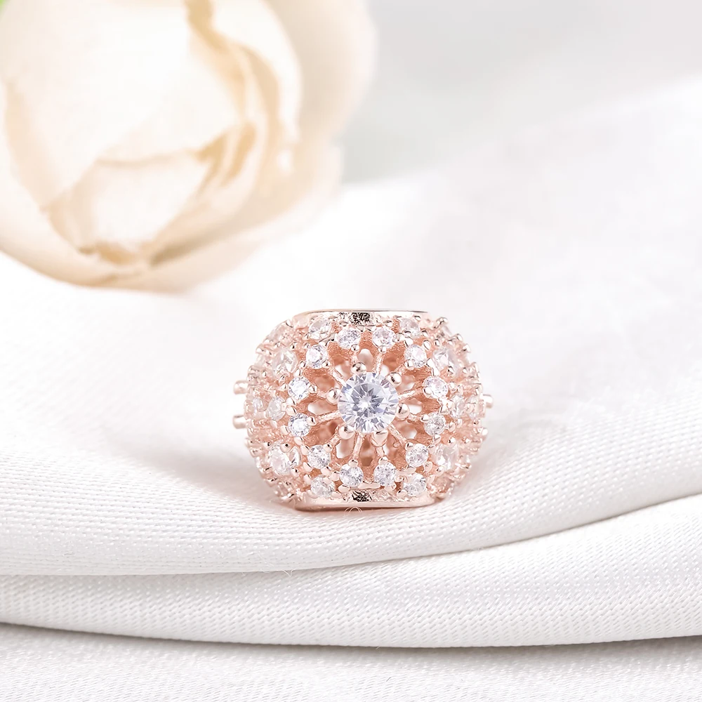 LZESHINE Shinging CZ розовое внутреннее сияние ажурная бусина Шарм для оригинальной