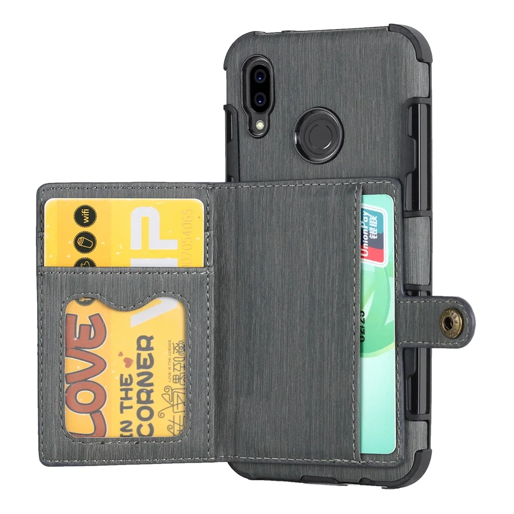Grey Роскошный кожаный бумажник Hawei P30pro, защитный чехол на заднюю панель для huawei P20 P30 Pro Mate10 Mate20 Lite Y6 Y7 Y9 - Цвет: Grey