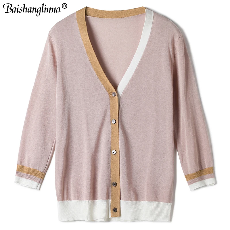 Baishanglinna Knitted Cardigan sweater 2019 Spring Autumn Women Simple Solid Straight Bottom Wearing Fashion |