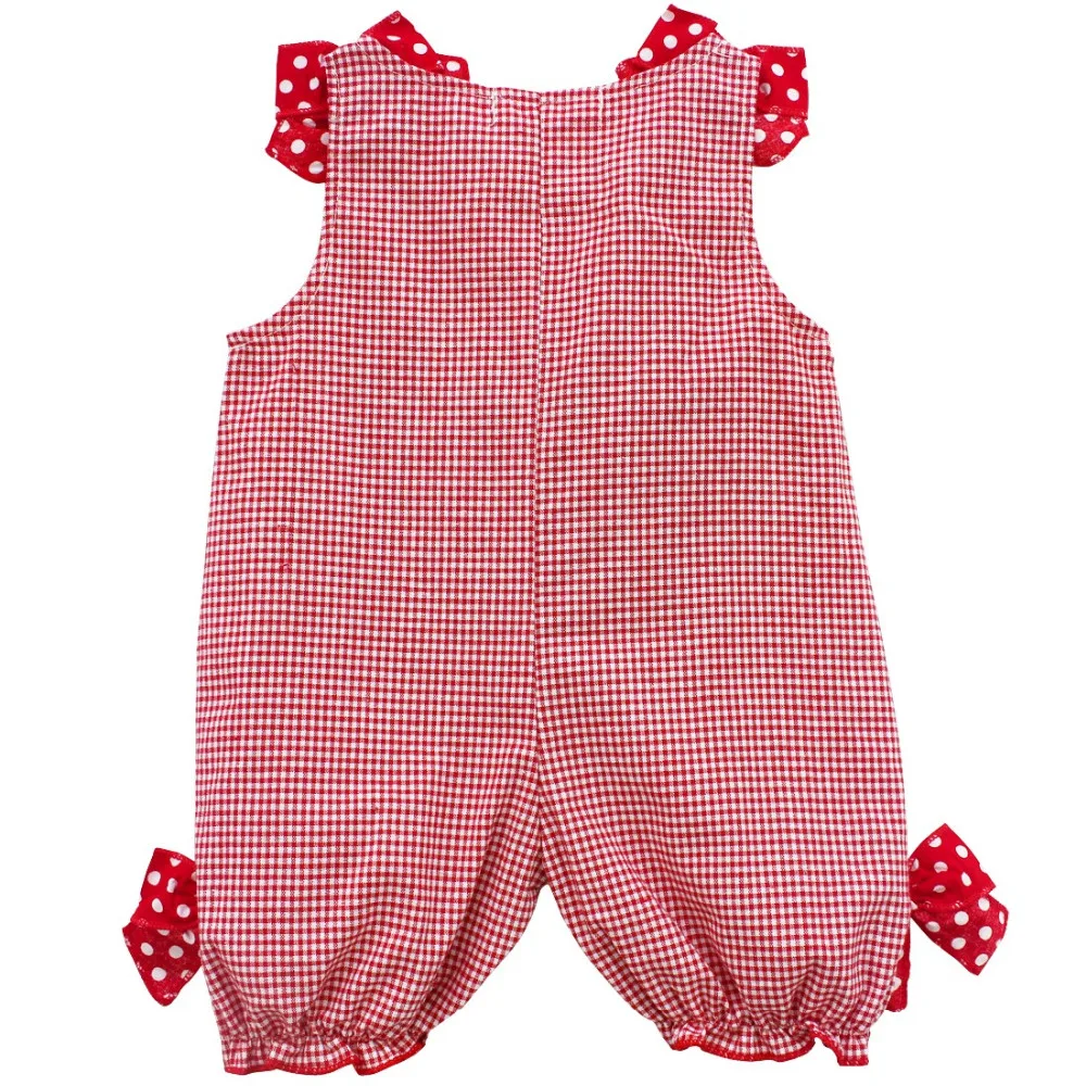 Детский летний комбинезон в клетку с Санта Клаусом|romper clothes|newborn babyplaid romper |
