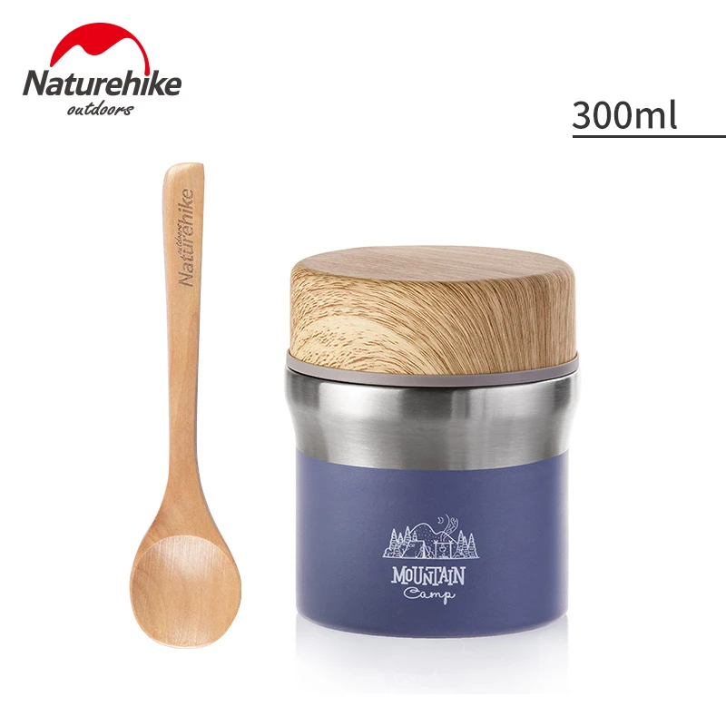 300ml Purple Naturehike 600 мл Посуда для походов чашка для воды Термос бутылка портативная коробка для пикника Посуда с ложкой - Цвет: 300ml Purple