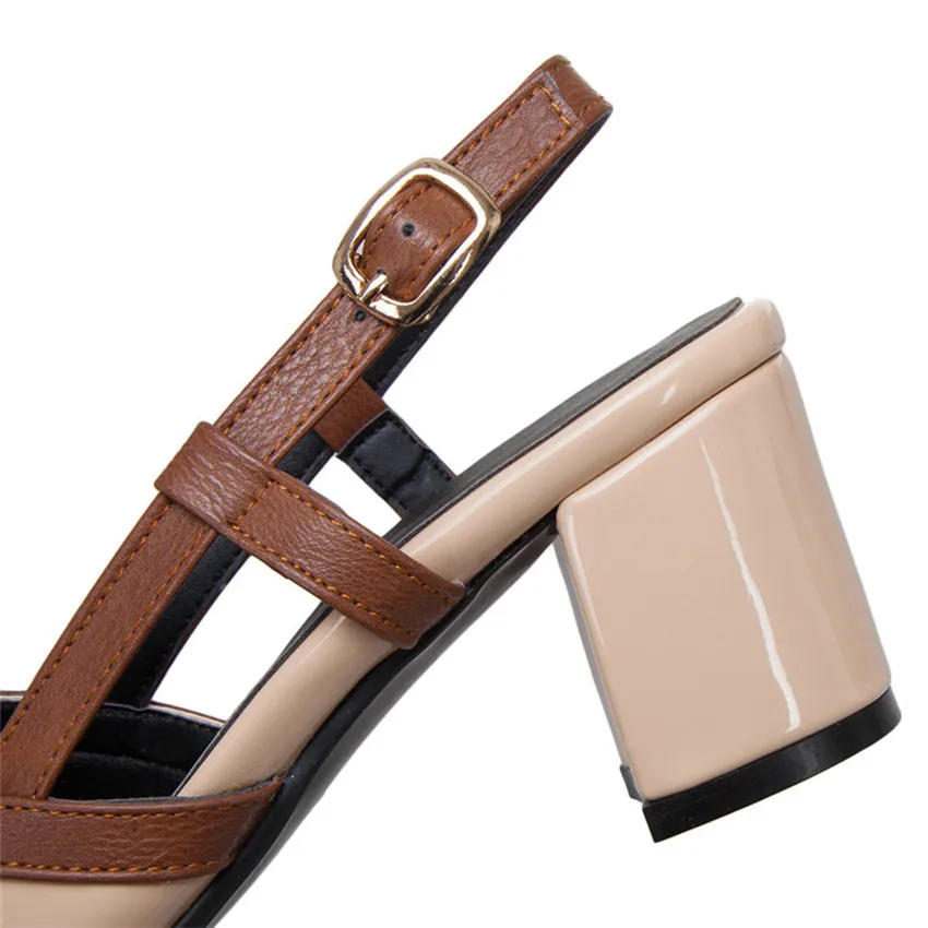 Женская обувь с круглым носком на невысоком каблуке Римские сандалии гладиаторы