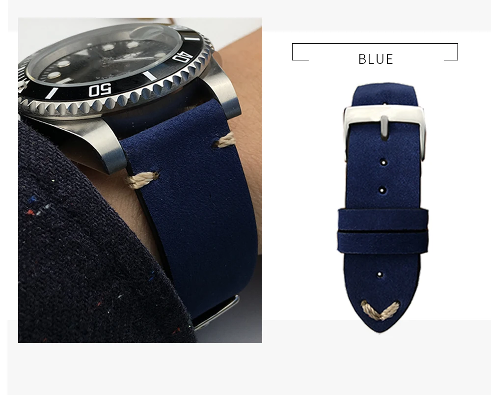 22 мм 20 мм Универсальная винтажная телячья кожа для часов Rolex_watch ремешок для часов Omega ремешок для суб браслет Retrol красочный человек