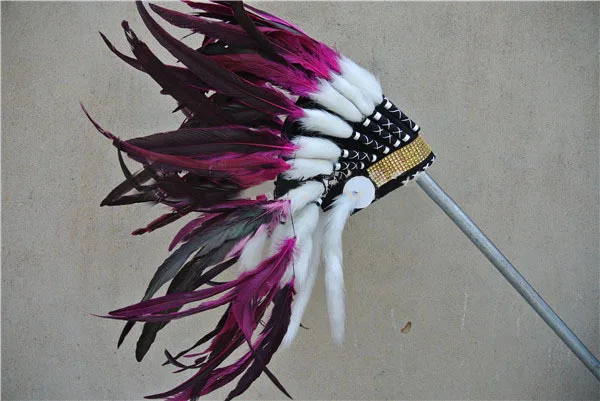 Hot Pink indian feather headdress 