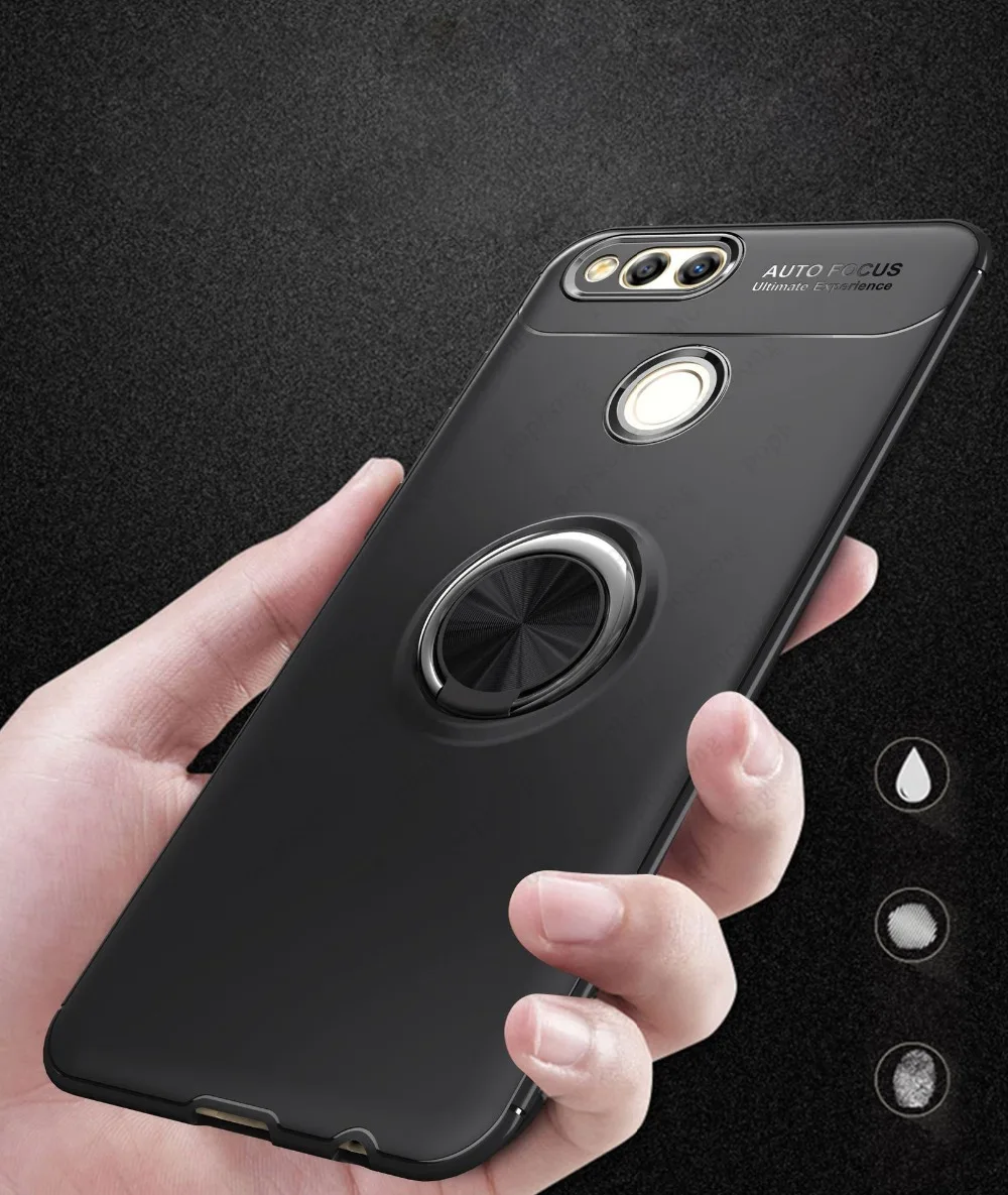 Волшебное кольцо мягкий чехол для телефона 360 градусов Защита Huawei honor 7x 8x 7c 8c 9i v9 10