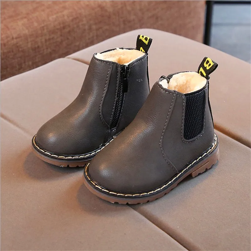 2019 детские сапоги осень и зима из ПУ-кожи кожаные Водонепроницаемый ботинки на