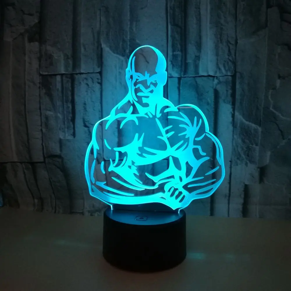 

Bodybuilding 3d Light Fixtures 7 color change 3D Lamp Nightlight Sports Gift Usb 3d Small Led Night Light Kids Lamp