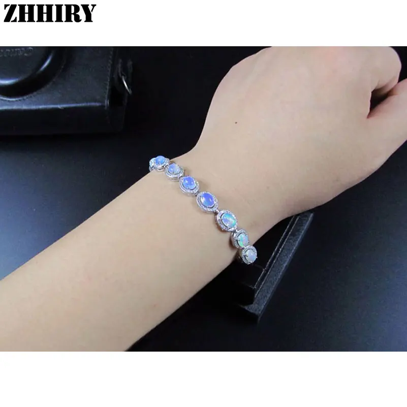 Женский браслет с натуральным опалом ZHHIRY из чистого серебра 925 пробы ювелирное