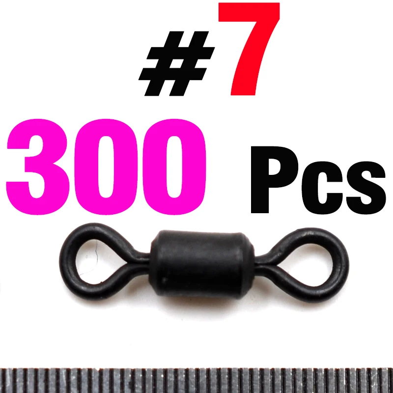300Psc Size 7 MNFT 300 шт. рыболовные роликовых вертлюгов прочный матовый черный прокатный поворотные рыболовные снасти аксессуары линия для подключения разъема 4/5/7 - Цвет: 300Psc Size 7
