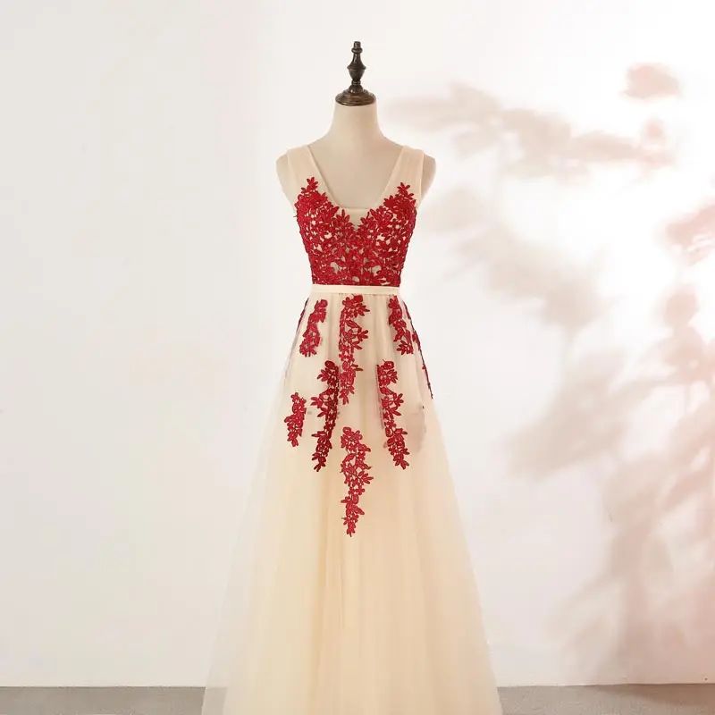 FADISTEE Новое поступление вечерние элегантные платья для выпускного вечера Vestido de Festa платье Robe De Soiree кружевные простые Бордовые Платья с v-образным вырезом