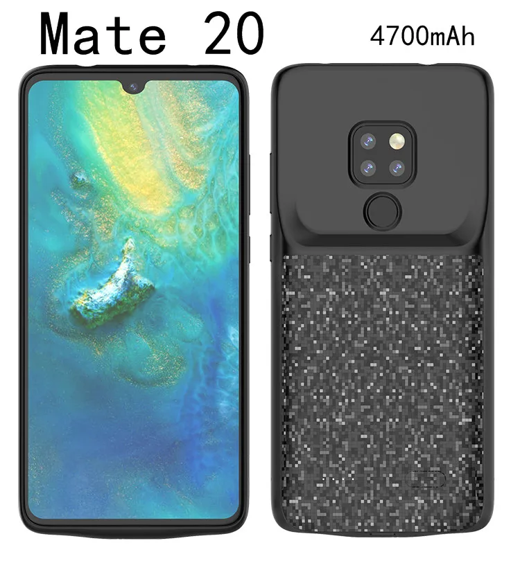 Ударопрочный чехол для зарядного устройства для huawei mate 20 Pro Чехол тонкий силиконовый внешний аккумулятор Зарядка задняя крышка для huawei mate 20 Lite - Цвет: Mate20-Black
