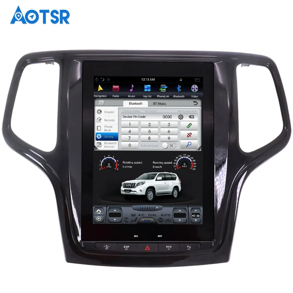 Автомобильный GPS навигатор в стиле Tesla на Android для JEEP Grand Cherokee 2014 2018 золотистый и