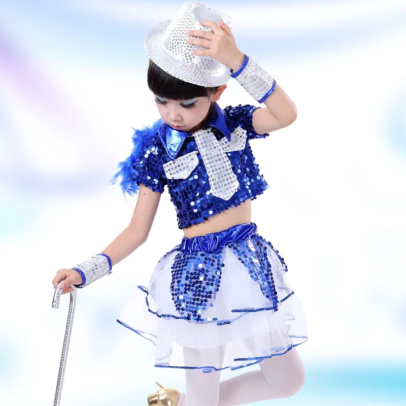 

Children's Sequins dance costumes fashion Little girls sequins jazz dance Modern dance hip hop street stage costumes