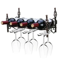 4 bottles bronze wall mount hook stemware wine rack storage shelf for glasses
