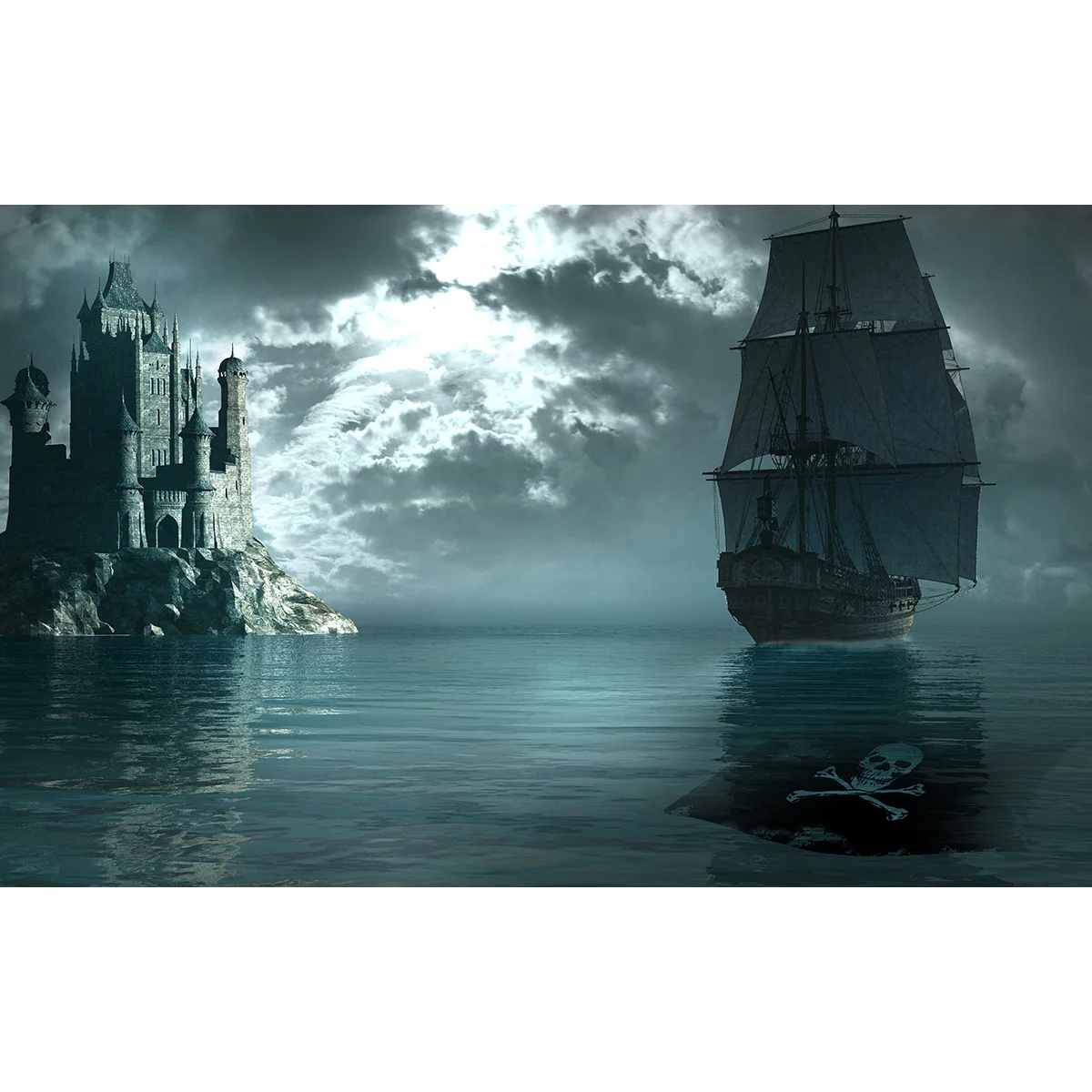 Фон для фотосъемки Allenjoy винтажный пиратский корабль парусный Готический замок