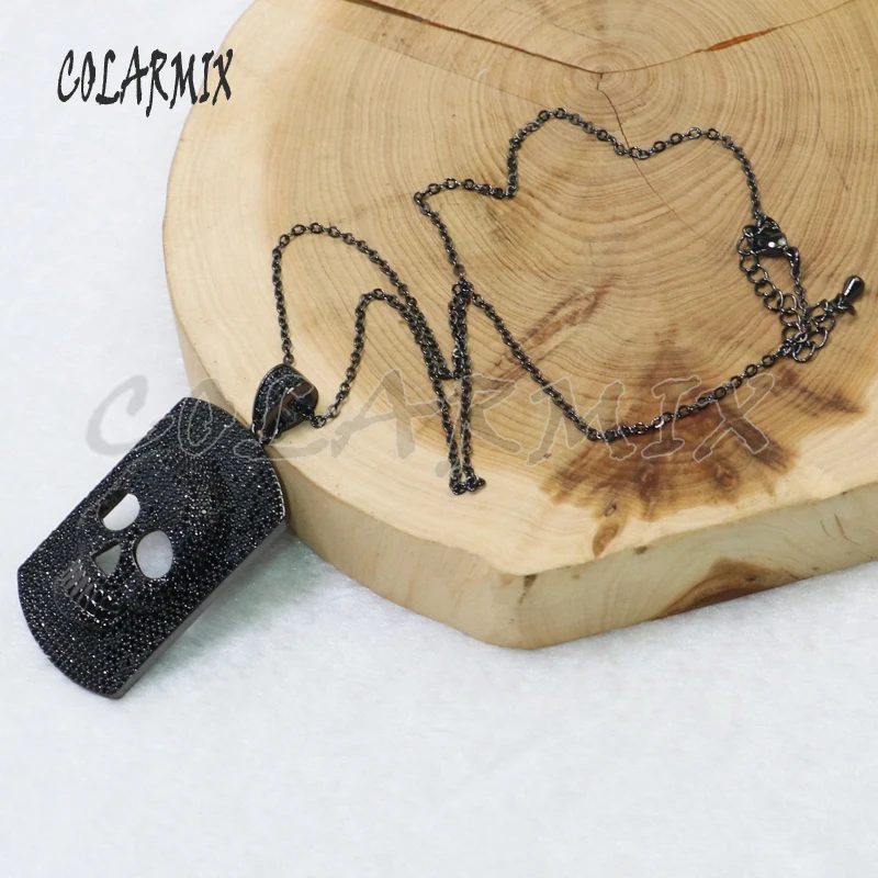 3 Pcs Rectangle skull shape Crystal mix color Ghost pendant necklace gift for lady 5169 |
