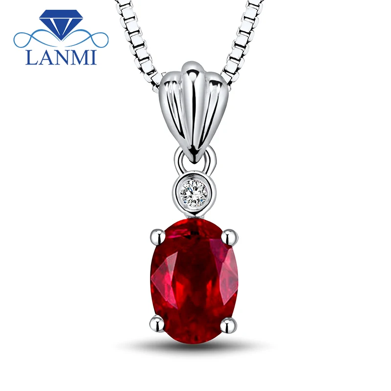 

Solid 18k Solid Gold Natural Oval Cut 5x7mm Heated Red Ruby Pendant Without Chain Diamond Gemstone Jewelry WP057