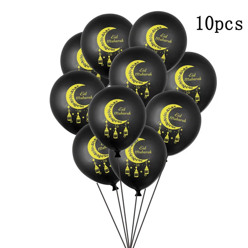 10Pcs Chicinlife 1 компл. ИД Мубарак воздушный шар баннер печенье бумага подарок наклейки Рамадан мусульманский фестиваль светодиодный светильник полосы вечерние украшения - Цвет: 10Pcs