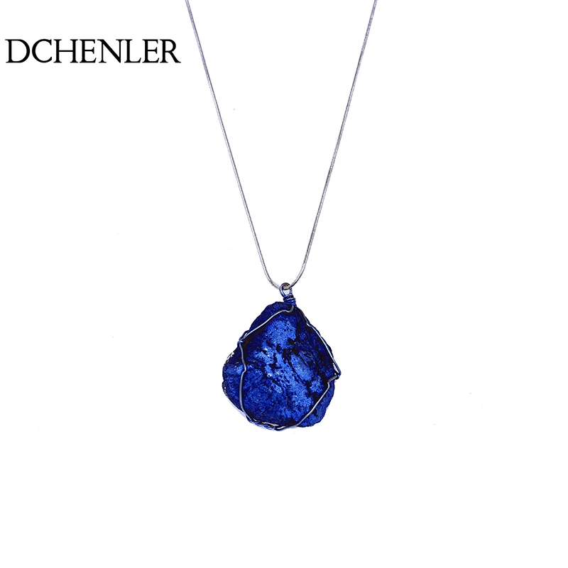 DCHENLER 2018New ожерелье с натуральными камнями Кристалл серебро змея ручной работы