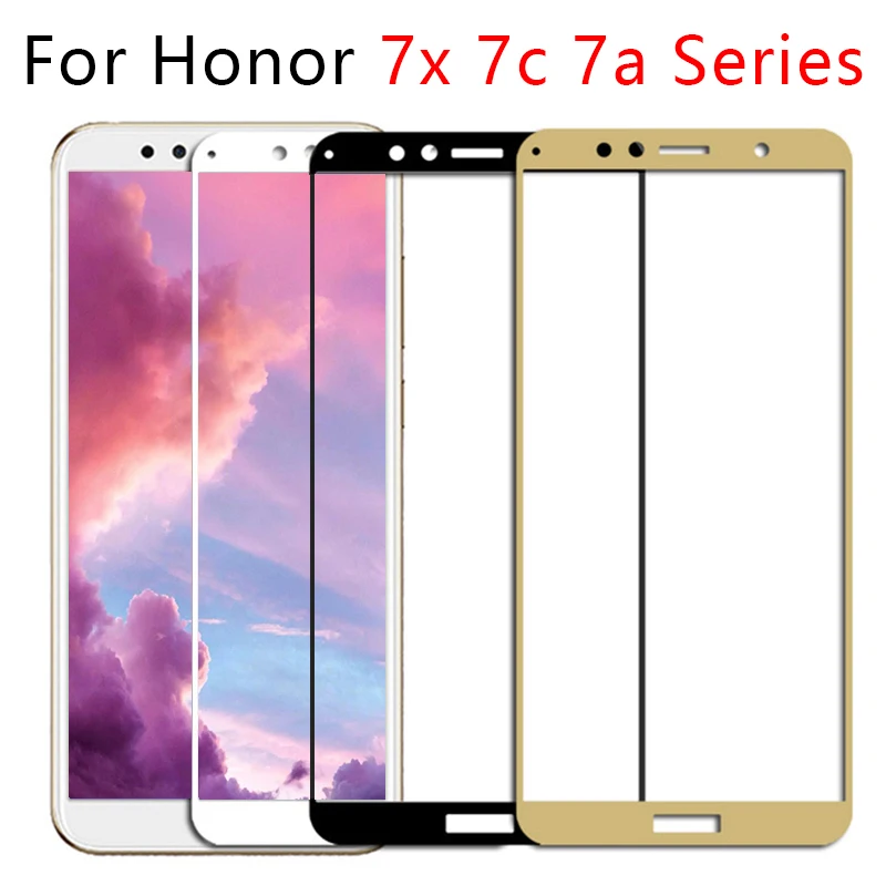 Чехол на Honor 7a 7c Pro 7x7s полное покрытие закаленное стекло для Huawei Honer 7 A X C S 7apro Honor7a