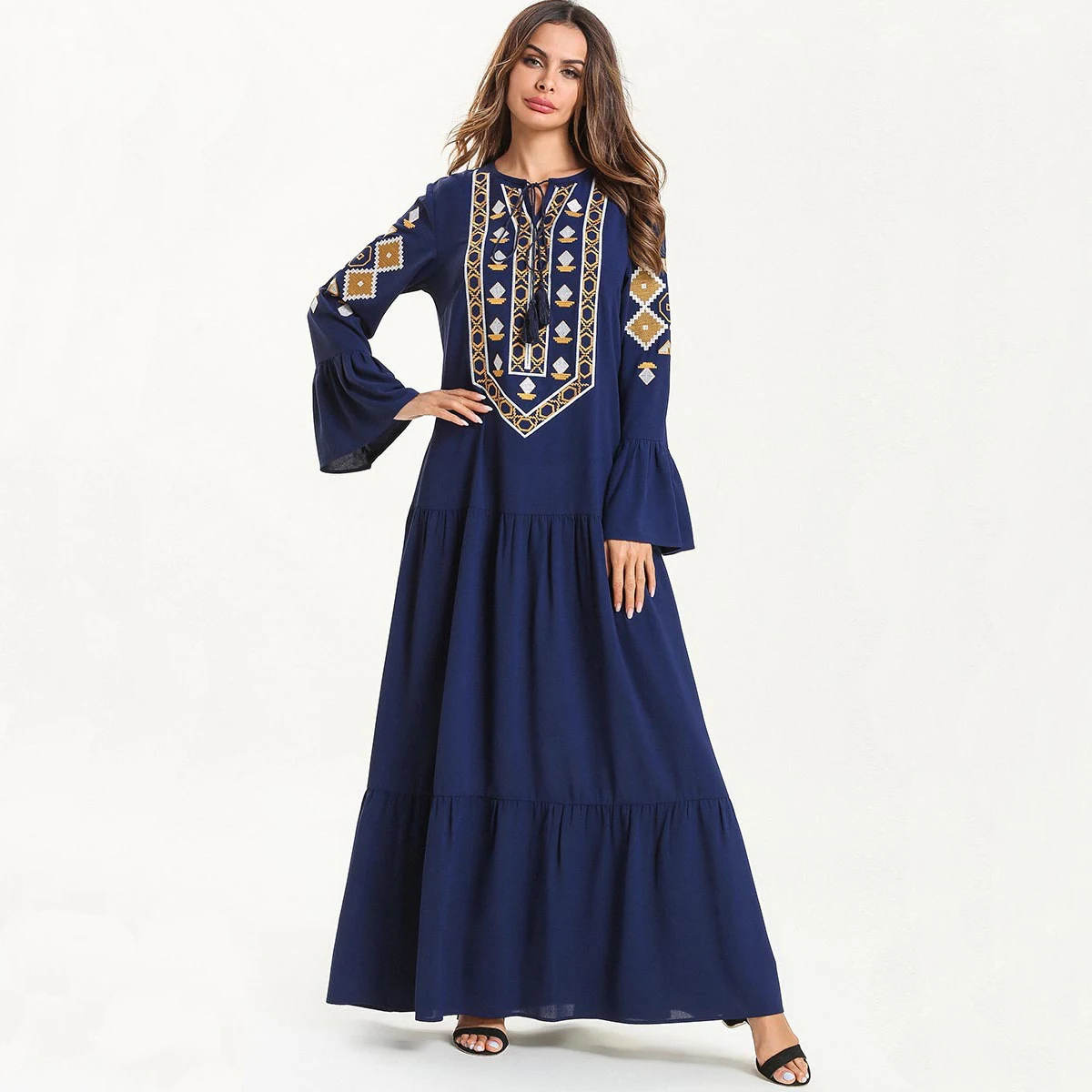 Фото 2019 Новое мусульманское платье женская мусульманская одежда марокканский кафтан