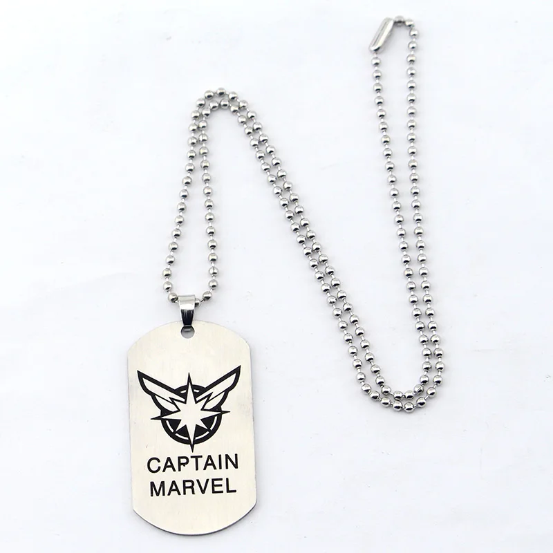 Кулон капитан Марвел из фильма мстители ожерелье нержавеющей стали с шариком и