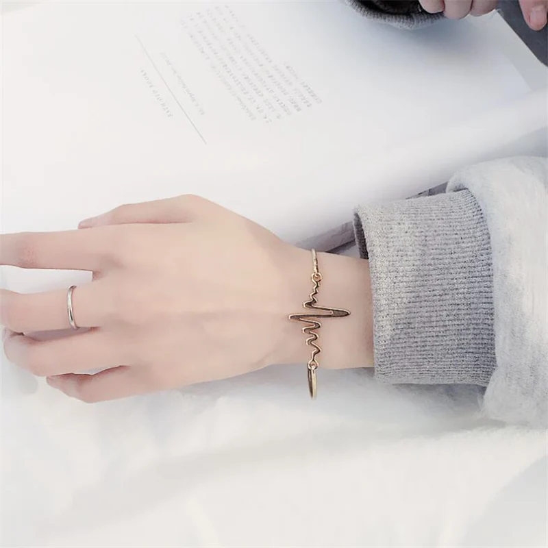 2019 простой индивидуальный дизайн браслет ЭКГ молния кардиограмма частота