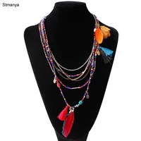 bohemian choker necklace multi color tassel necklace women collares ethnic collier jewelry chain statement necklaces n1155