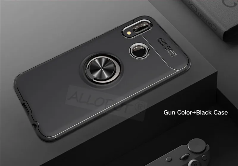 Black and Black Кольцо чехол на redmi note 7 5 pro 6a 4x Pocophone F1 Case силиконовый магнитный чехол для xiaomi mi 9t 9 SE mi 8 A2 lite чехлы чехол на ксиоми редми нот 7 5 про чехол сяоми ми 9т про 9 se ми а2 8 лайт чехол - Цвет: Black and Black