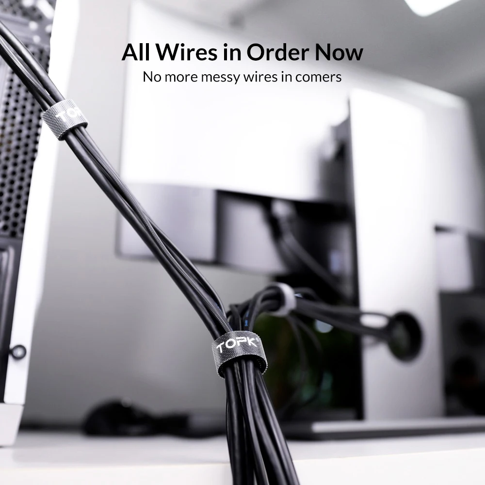 TOPK защита кабеля нейлоновая Волшебная наклейка Кабельный органайзер Проводная