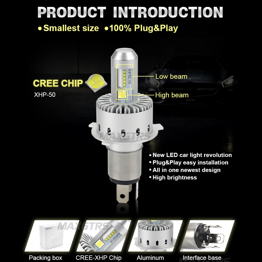 Phares de voiture avec puce CREE XHP50, 2 pièces, H4 H7 H8/H11 HB3/9005 HB4/9006 8000lm, ampoule avant Automobile, éclairage 6000K