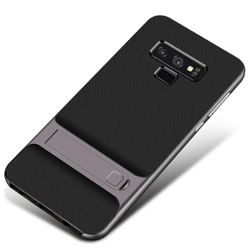 Чехол-подставка ProElite для samsung Galaxy S10 Plus S10e Note 8 9 S9 S8 Plus S10 Жесткий ПК+ Мягкий ТПУ противоударный чехол - Цвет: Серый