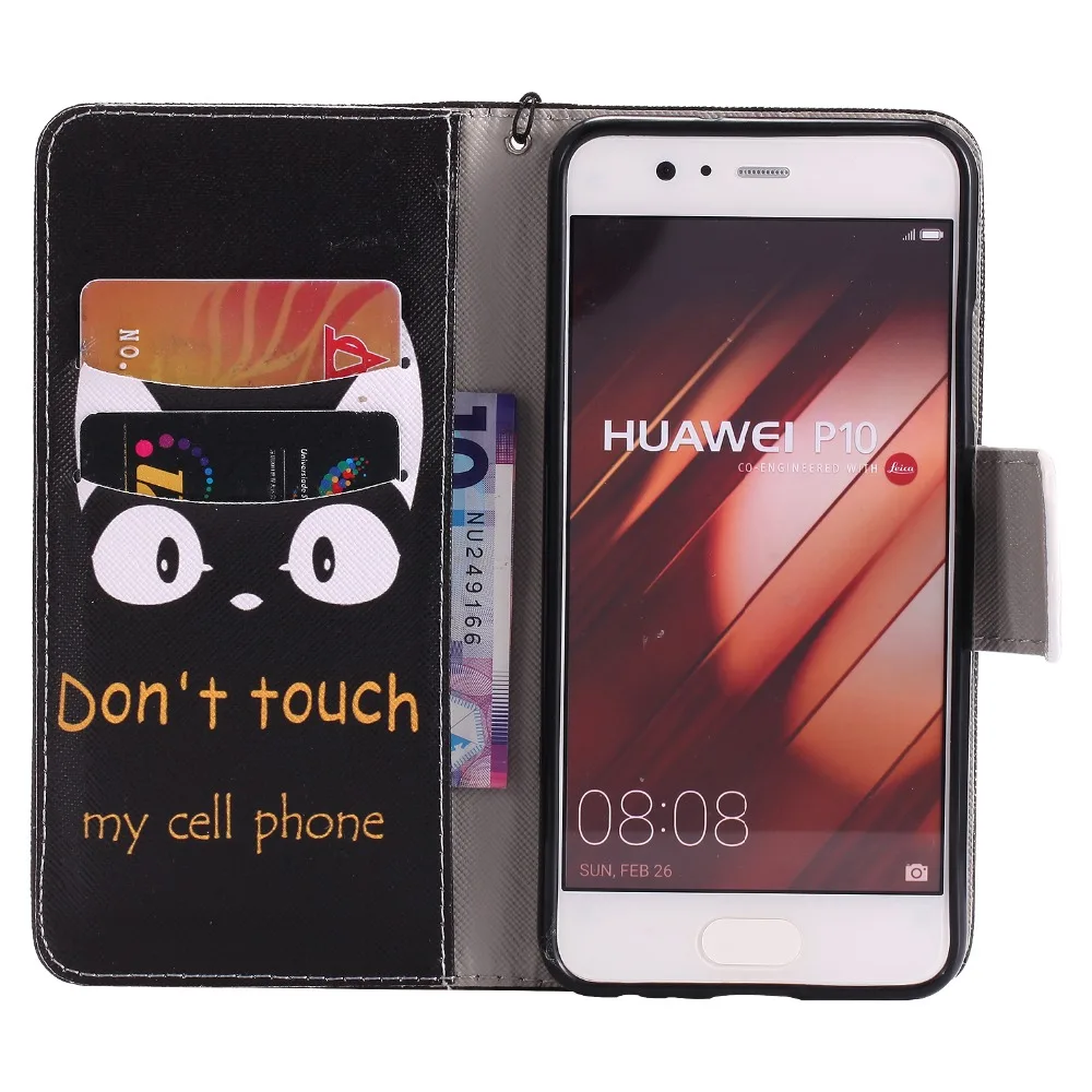 Чехлы с цветной рамкой для huawei P8 Lite mate 10 Pro 20 X P10 Plus P Smart из искусственной кожи с подставкой Чехлы с животными DP06G
