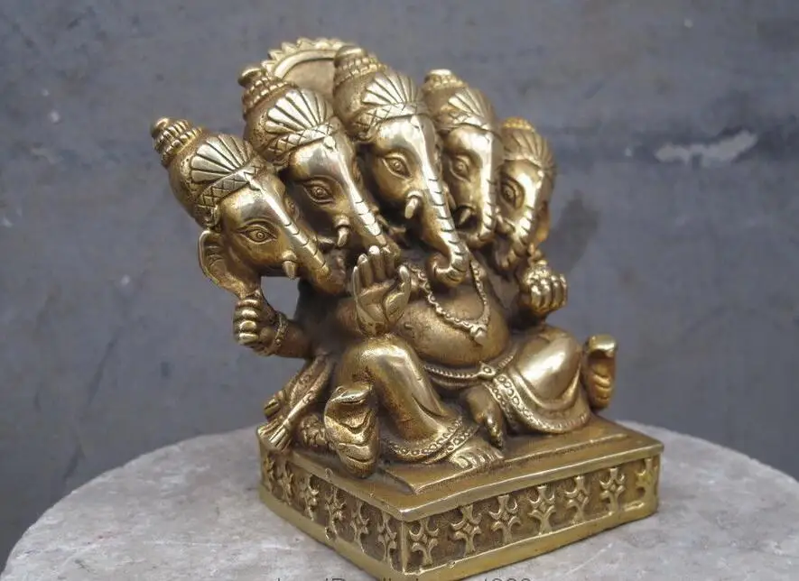 Тибетский буддизм медная медь Ганапати Ганеш Властелин Ганеша Маммона статуя