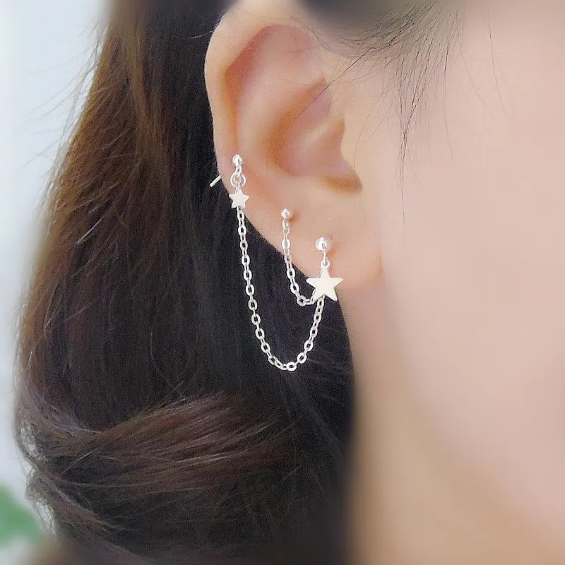 Новые серьги из серебра s925 пробы с тремя ушами, длинные и короткие серьги из геометрического серебра