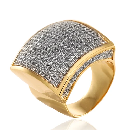 UWIN хип хоп Полный Bling CZ Кольцо Размеры Регулируемый квадратный Iced Out кубический циркон Роскошные модные украшения подарок - Цвет основного камня: Double color