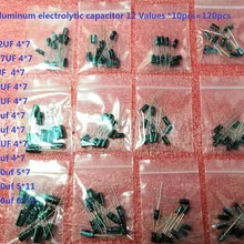 120pcs Aluminum electrolytic capacitor kits 1set of 12 values 0.22/0.47/1/2.2/4.7/10/22/33/47/100/220/470UF assortment set pack