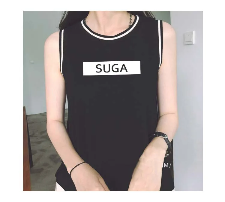 Женская футболка без рукавов kpop jin suga album майка с воротником и резьбой k-pop harajuku