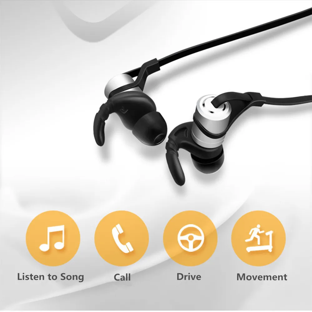 Handsfree Mic In-Ear HIFI Stereo Bass Headphones Earphone Anti-Sweat Magnetic Neckband Bluetooth Headsets for Running Hiking | Электроника