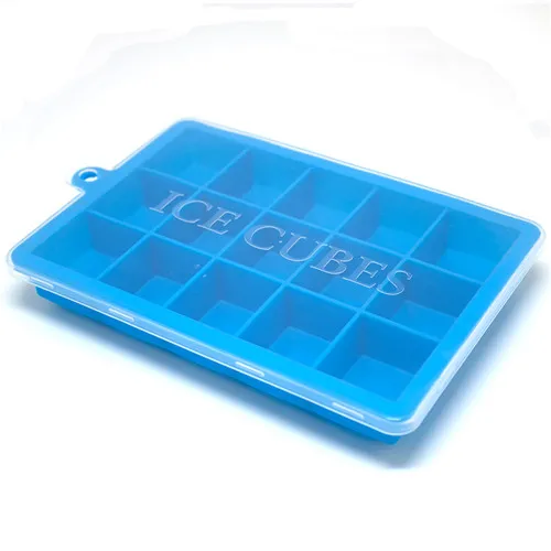 Light blue With Lid С крышкой DIY креативный Большой Силиконовый Лоток Для Льда квадратной формы для льда формы для Фруктового мороженого бар аксессуары для кухни - Цвет: Light blue With Lid