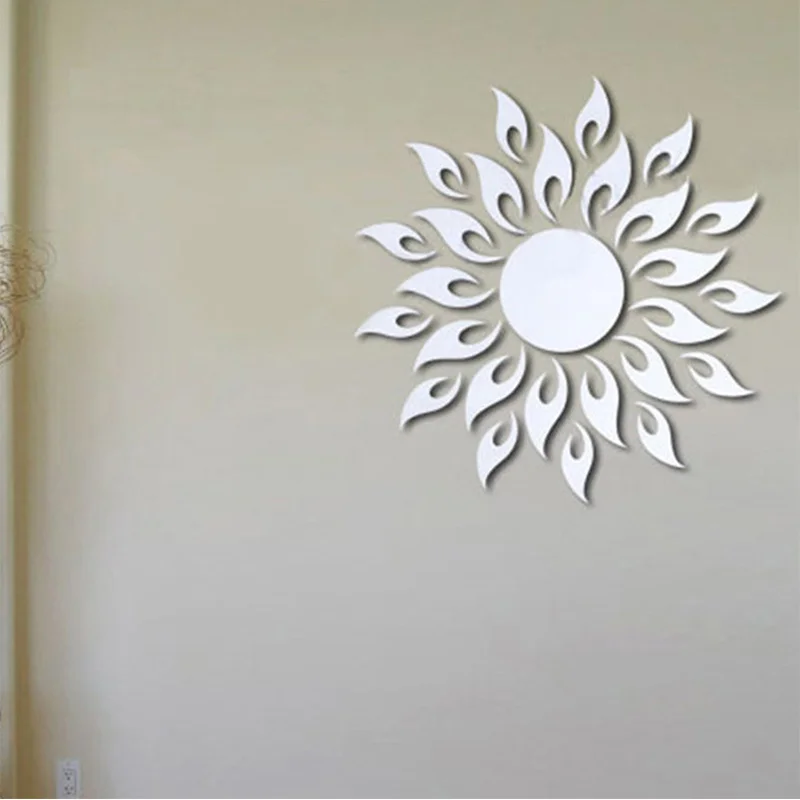 3D Наклейка на стену Высокое качество наклейка йога зеркало в форме подсолнуха