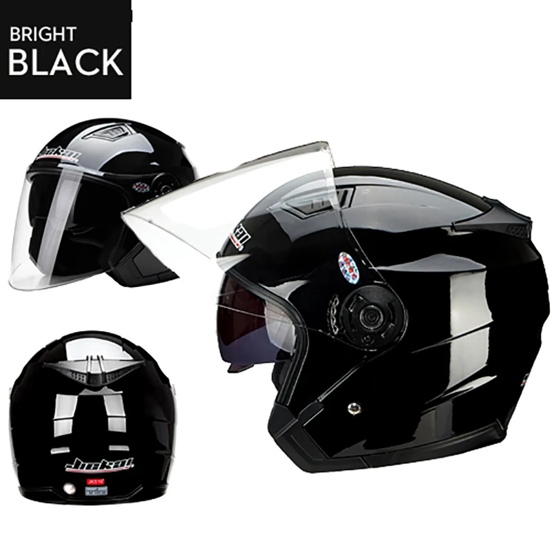 Мотоциклетный шлем Jiekai унисекс с открытым лицом двойными линзами|helmet double|open face