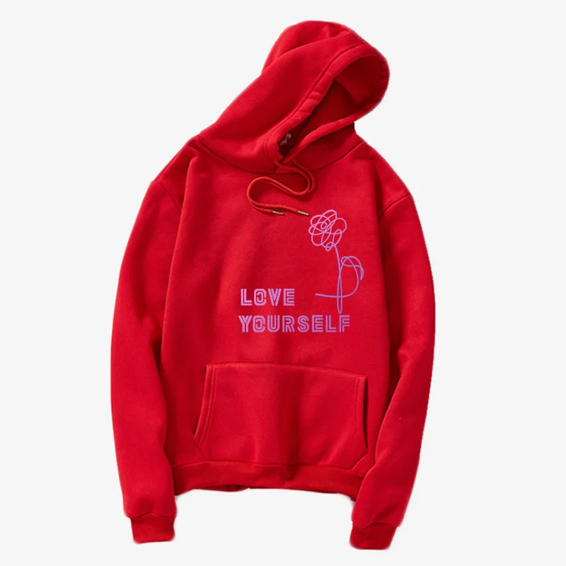 Толстовка с круглым вырезом Love Yourself K POP в Корейском стиле капюшоном|Женские