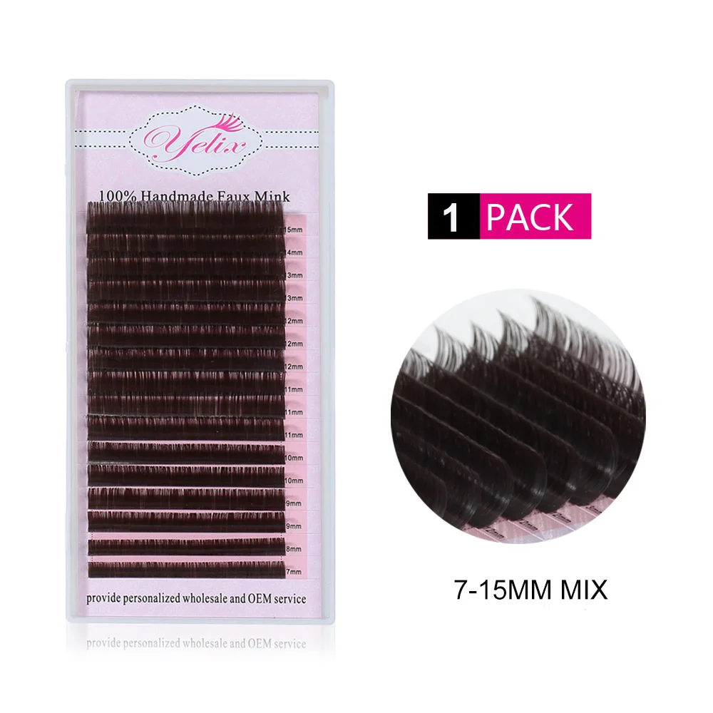 7-15 mm mix length Темно-коричневые ресницы, Индивидуальные Накладные ресницы, норковые ресницы, цветные ресницы, ресницы, накладные натуральные ресницы - Цвет: 7-15 mm mix length