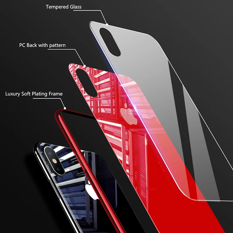 Модный стеклянный чехол с гальваническим покрытием для iphone XR Xs max логотипом рамка