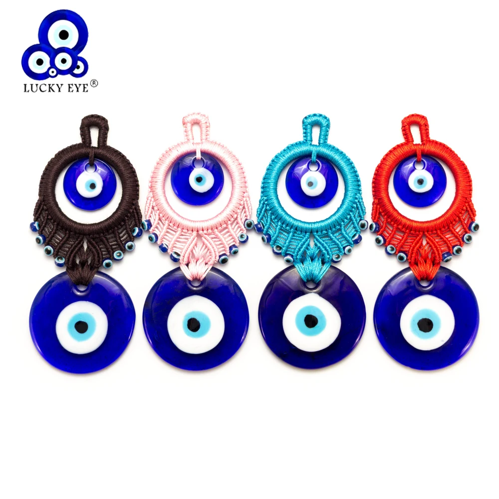 Lucky Eye Плетеный настенный индейка злой брелок для ключей в форме глаза красочный стеклянный брелок для ключей ювелирные изделия изготовление ручной работы EY1061