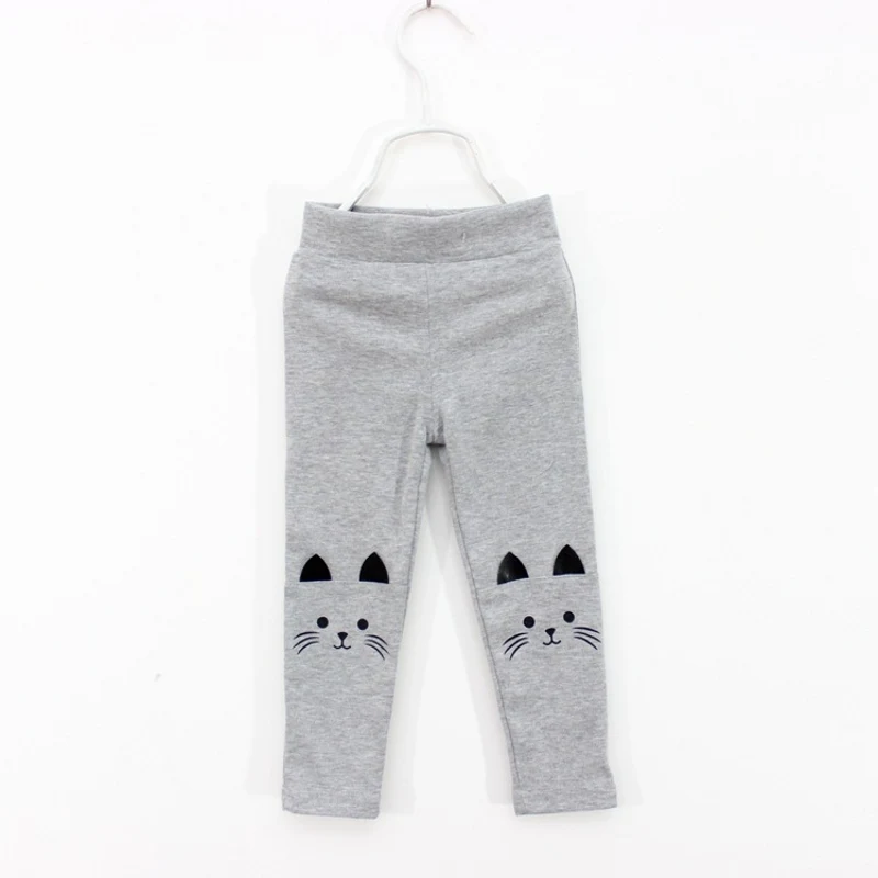 

2015 New autumn children pants 100% cotton Small cat cartoon stickers cloth pattern girls leggings 3-8 year