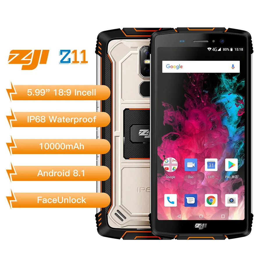 ZOJI Z11 IP68 водонепроницаемый 10000 мАч 9 В/2.7A быстрое зарядное устройство Android 8 1 5 99 &quot4