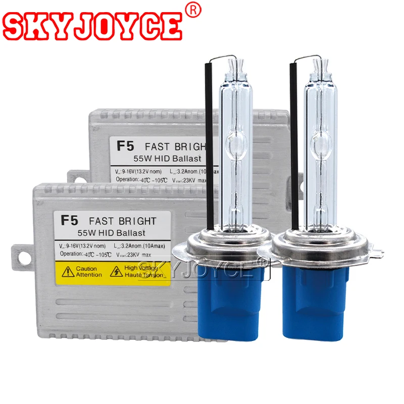 Комплект автомобильных ксеноновых фар SKYJOYCE 55 Вт H7 AC Быстрый Яркий балласт F5 HID 5500K